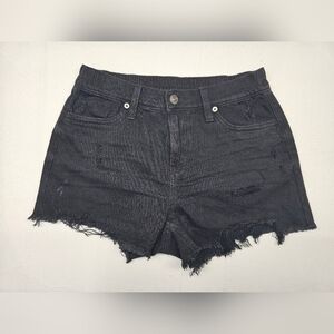 Aerie‎ Black Distressed High Waisted Festival Jean Shorts XS Extra Small